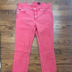 AG red Stevie ankle jeans